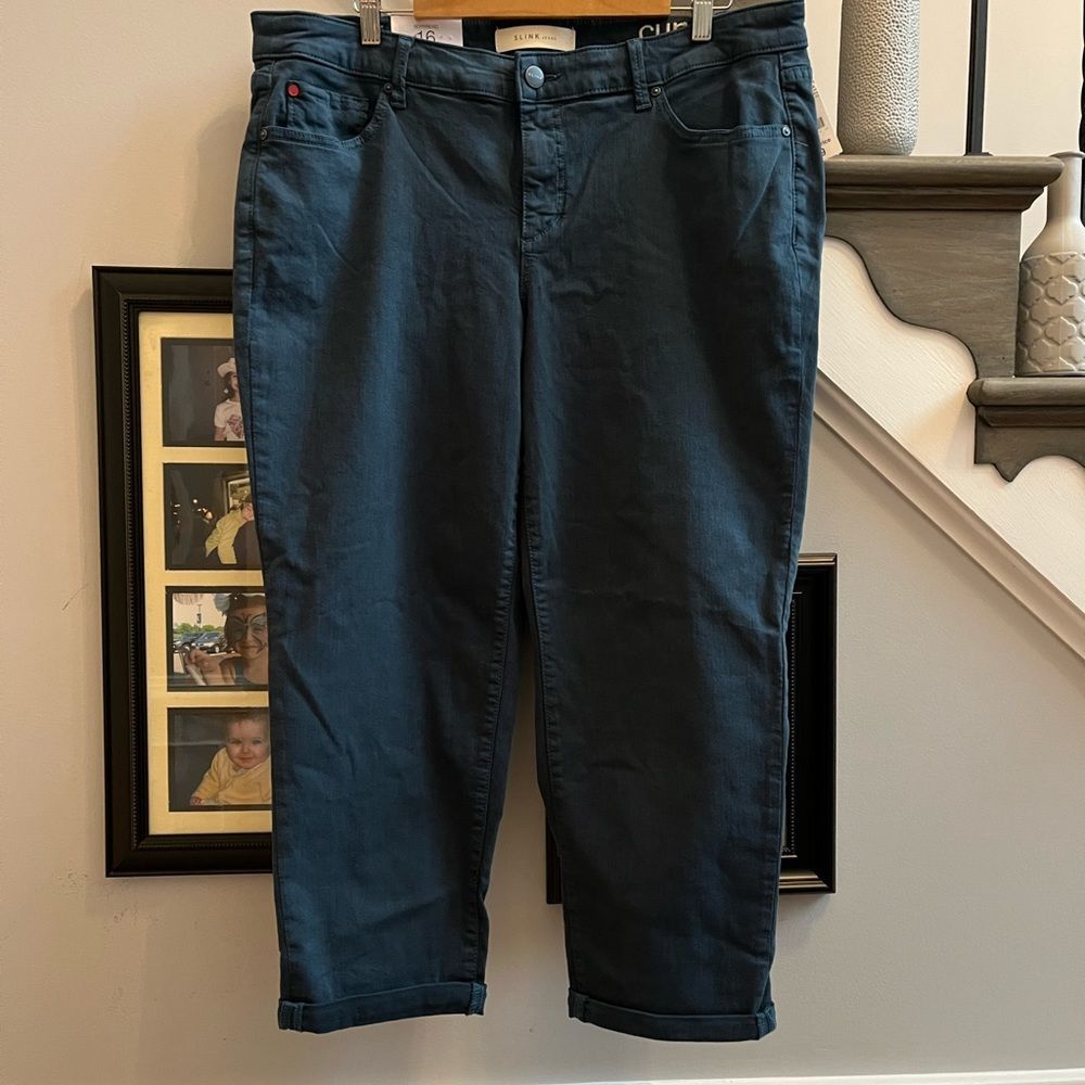 Slink Jeans Teal Curvy Boyfriend Jeans sz 16 NWT